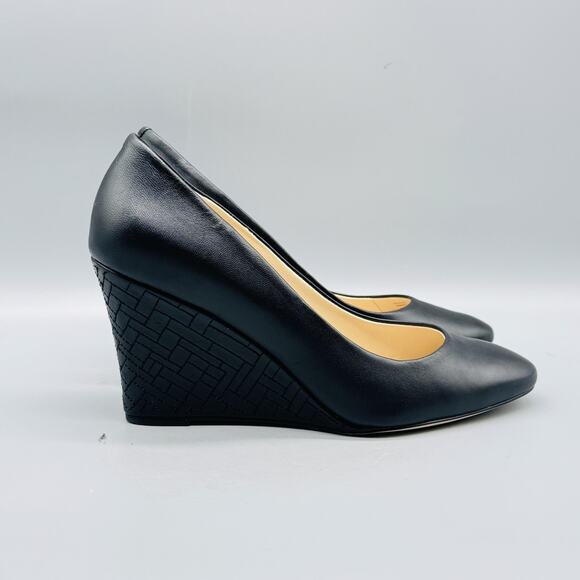 Cole Haan Shoes Womens 8 Black Leather Wedge Pumps Grand OS Comfort Work Office - Picture 1 of 13